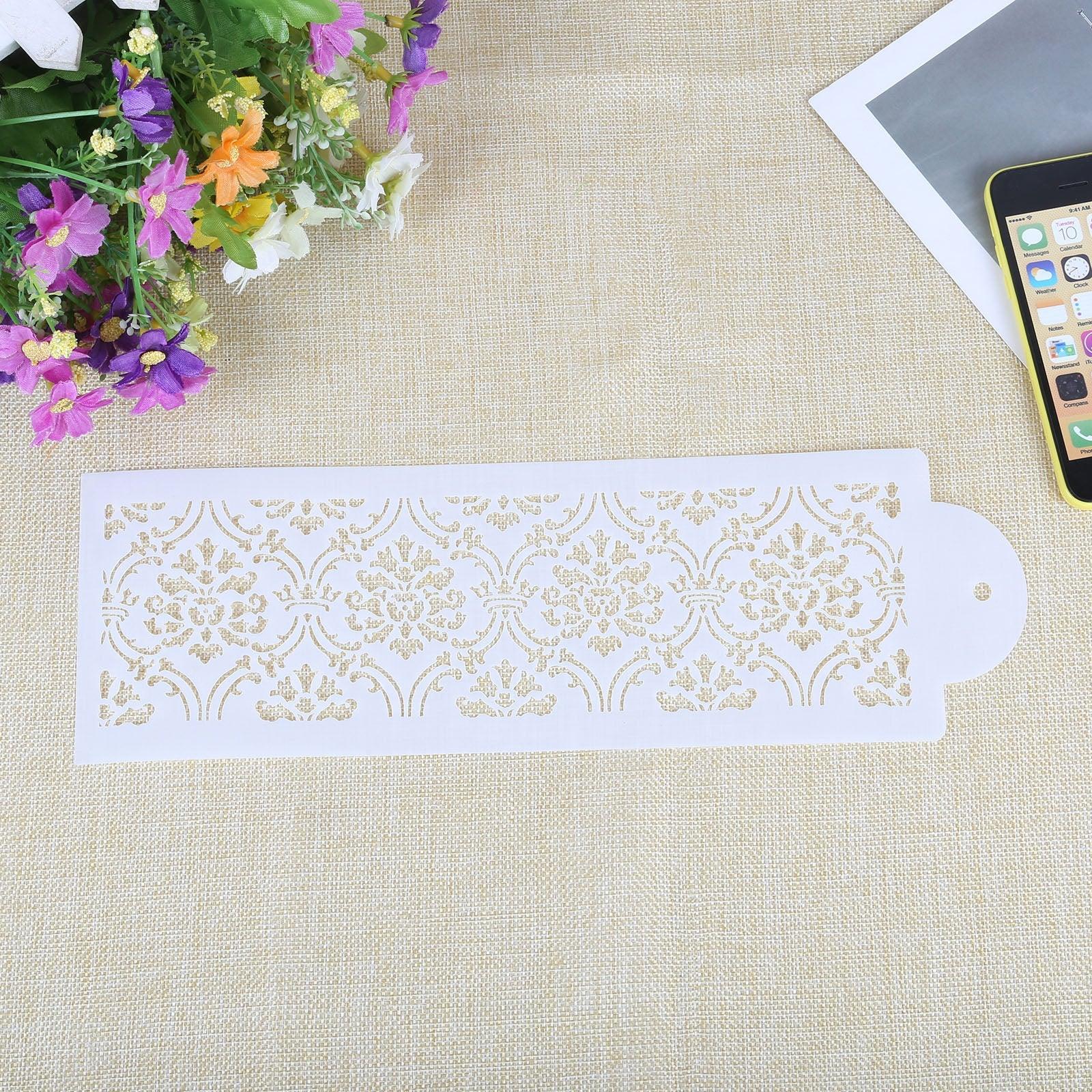 2 Style Cake Side Cupcake Cake Sugarcraft Decoration Cake Mould Plastic Baking Cake Decorating Tool 2 Pieces Cupcake Stencil Cake Side Decorating Templates Powdered Sugar Template Wedding Cake Decor Flower Molding