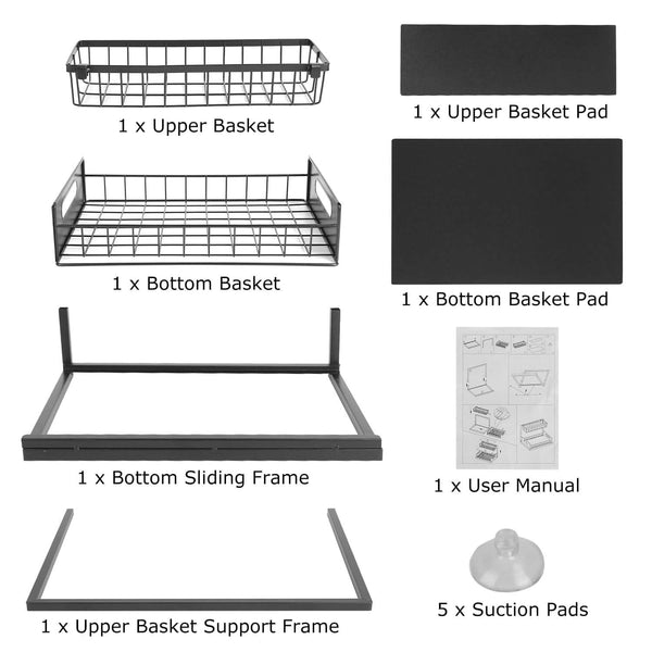 2-Tier Under Sink Organizer Pull Out Basket Storage