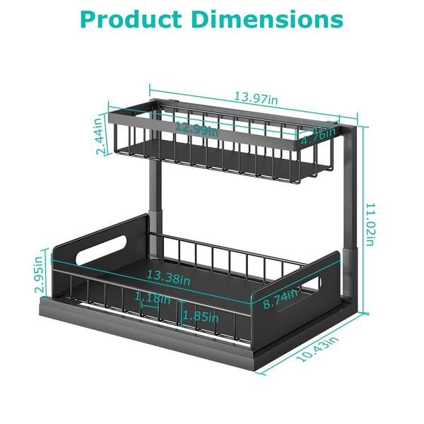 2-Tier Under Sink Organizer Pull Out Basket Storage