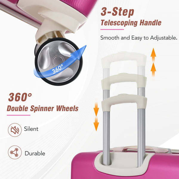 20 IN Luggage 1 Piece with TSA lock , Lightweight Suitcase Spinner Wheels,Carry on Vintage Luggage,Pink