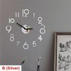 20 Inch Wall Clock Round Style Number Coffee Tea Cup Modern Large Silent Wall Stickers for Hall and Bedroom Home Decorations Arabic Numeral Wall Clocks Acrylic Mirror Stickers/Home Decor Design Acrylic Wall Clock Stickers Home Living Room Decoration - B Silver