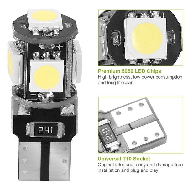 20-Piece: T10 SMD5050 LED Light Bulbs