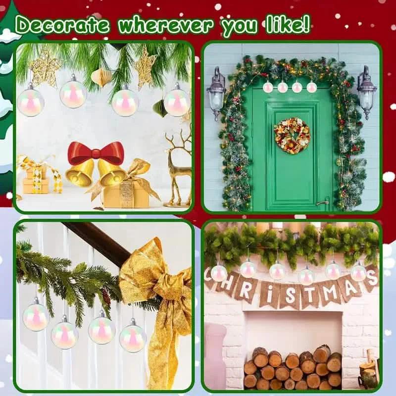 20-Pieces: Clear Iridescent Plastic Ornaments Balls for Crafts