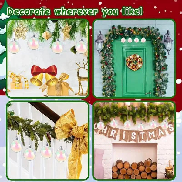 20-Pieces: Clear Iridescent Plastic Ornaments Balls for Crafts