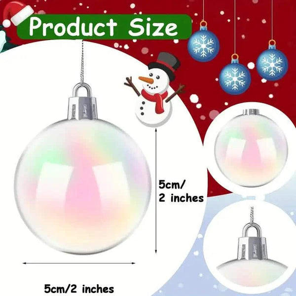 20-Pieces: Clear Iridescent Plastic Ornaments Balls for Crafts