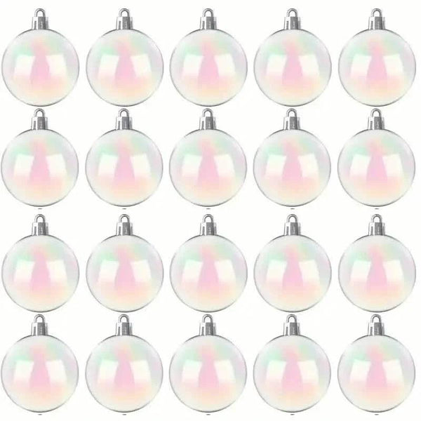 20-Pieces: Clear Iridescent Plastic Ornaments Balls for Crafts