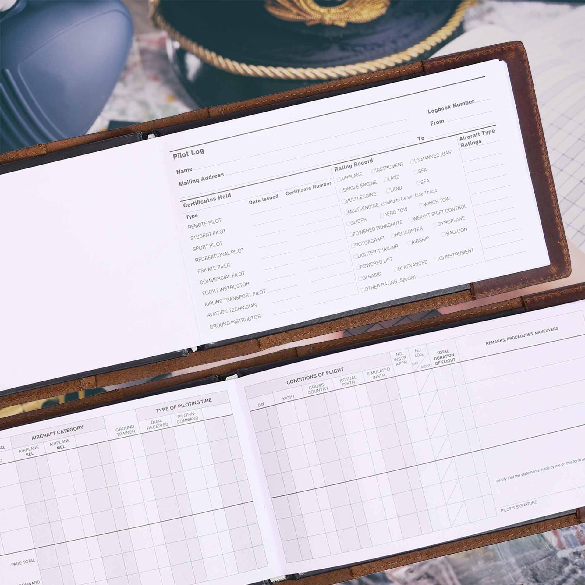 Premium Leather Pilot Log - Perfect Gift for Pilots - Pilot Journal - Gifts for You 'n Me