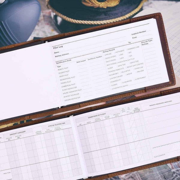 Premium Leather Pilot Log - Perfect Gift for Pilots - Pilot Journal - Gifts for You 'n Me