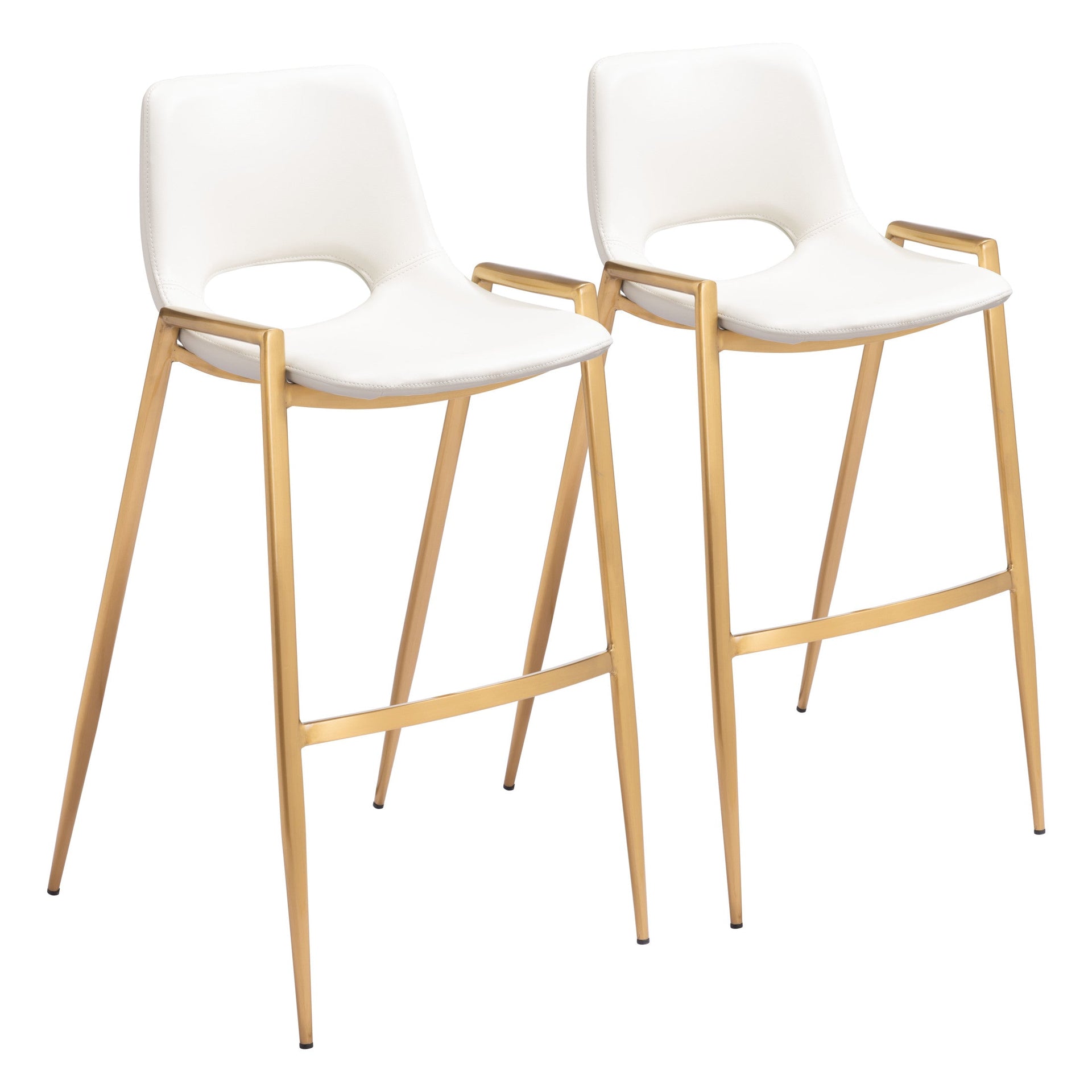 Desi Barstool (Set of 2) White & Gold