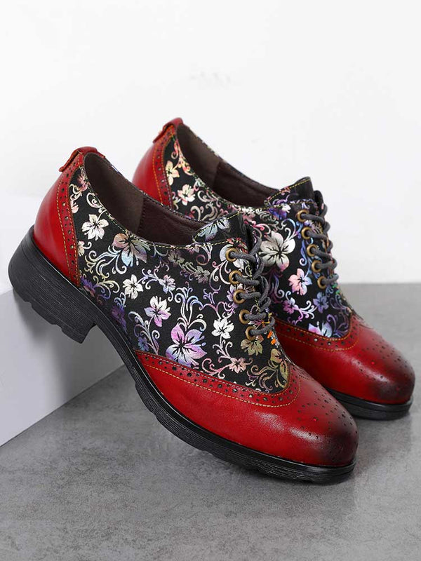 Karter Flower Handmade Brogue Flat Shoes
