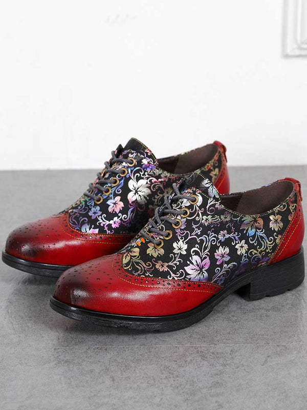 Karter Flower Handmade Brogue Flat Shoes