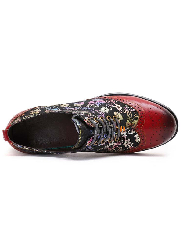 Karter Flower Handmade Brogue Flat Shoes