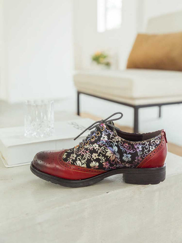 Karter Flower Handmade Brogue Flat Shoes