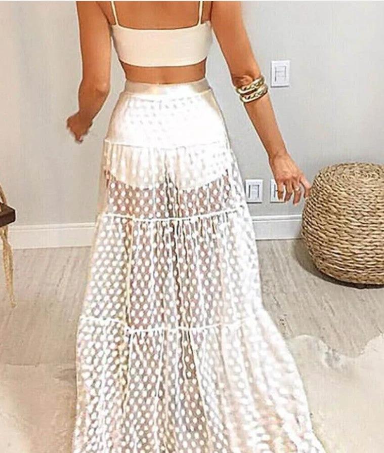 Mesh patchwork skirt