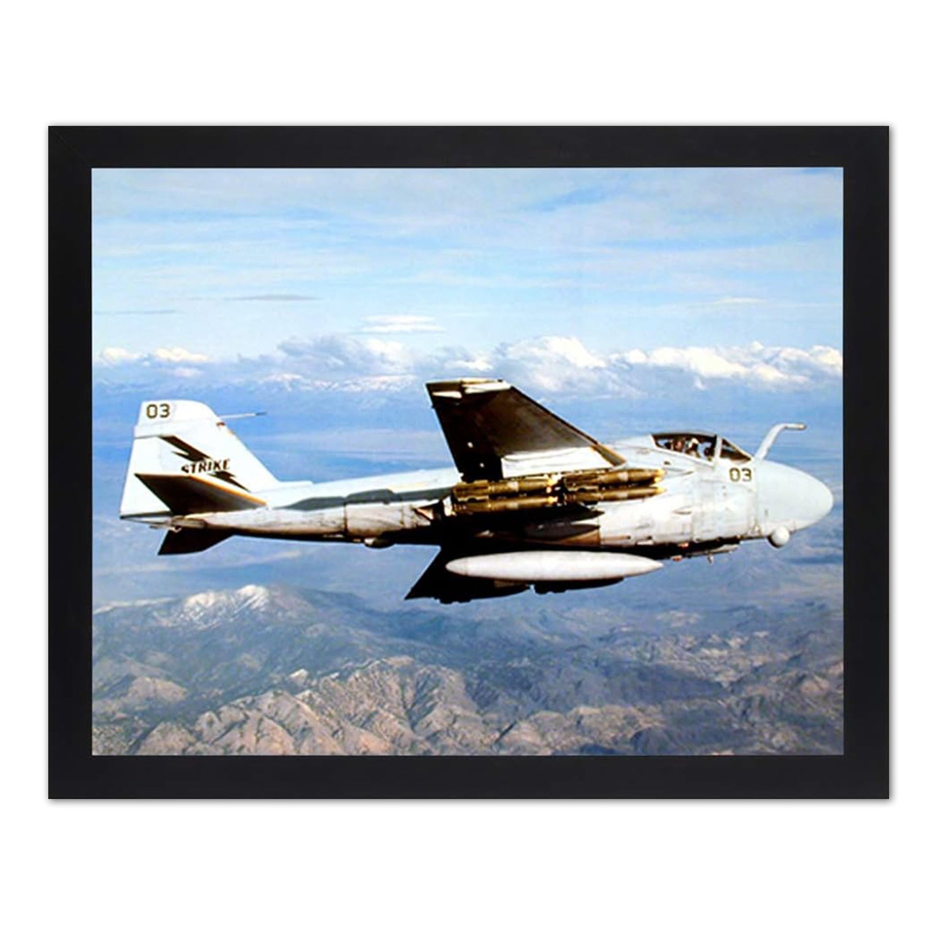 Jet Airplane Wall Art – A6E Intruder Print | Black Framed Military Aircraft Decor