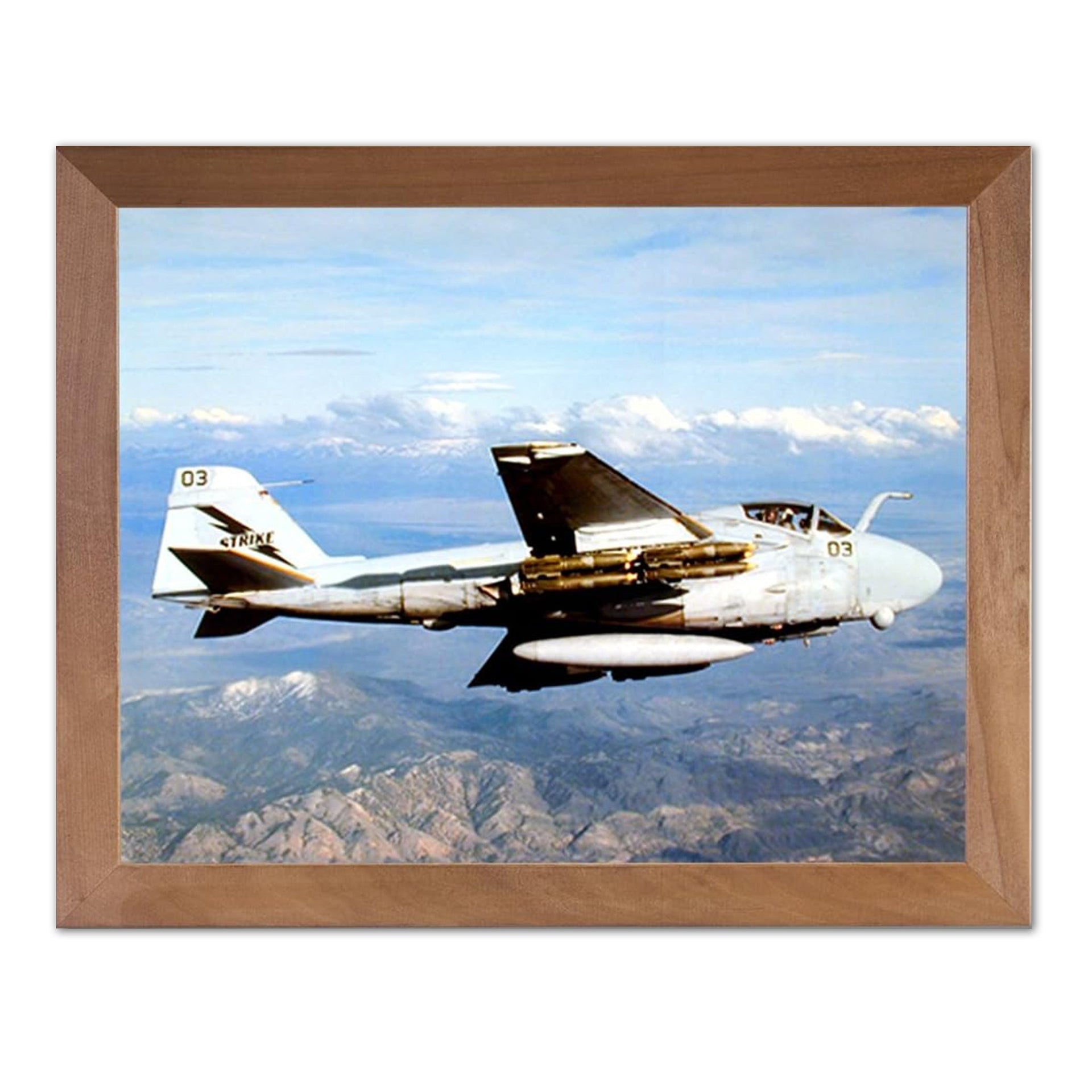 Jet Airplane Wall Art – Intruder Fighter Jet Framed Print With Honey Wood Frame