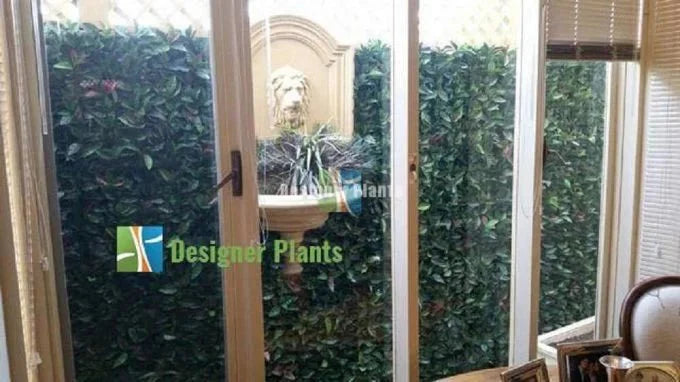 Photinia Artificial Vertical Garden Green Wall Panel 40×40in 11 SQ FT – UV Resistant – Commercial Grade