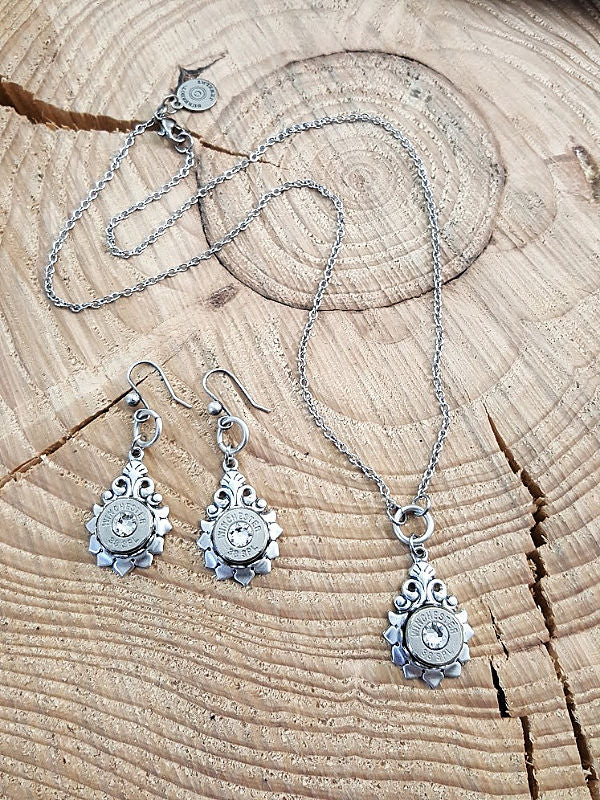 Jewelry Set - Vintage Inspired Bullet Necklace & Earring Gift Set