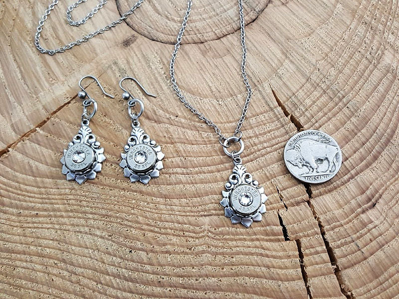 Jewelry Set - Vintage Inspired Bullet Necklace & Earring Gift Set