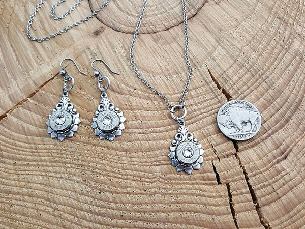 Jewelry Set - Vintage Inspired Bullet Necklace & Earring Gift Set