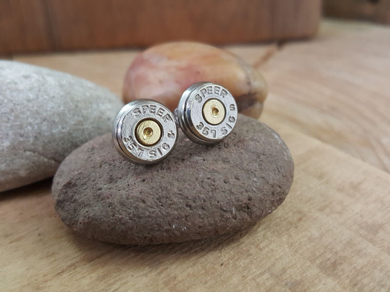 357 SIG Nickel Bullet Studs - Bullet Earrings