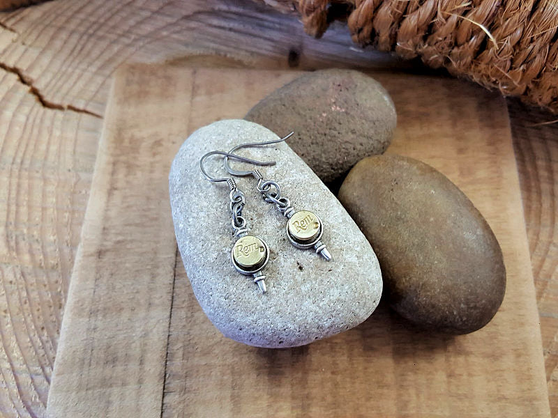 22 Caliber Petite Dangle Bullet Earrings