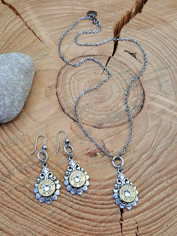 Jewelry Set - Vintage Inspired Bullet Necklace & Earring Gift Set