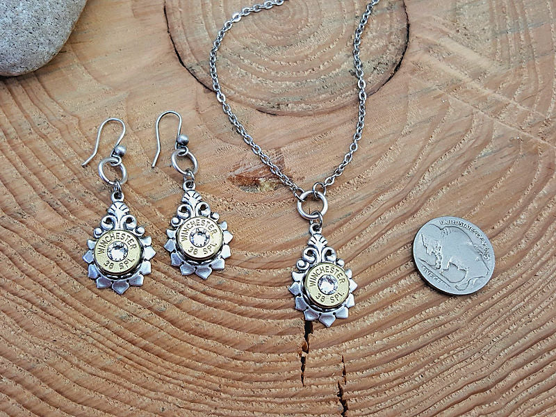 Jewelry Set - Vintage Inspired Bullet Necklace & Earring Gift Set