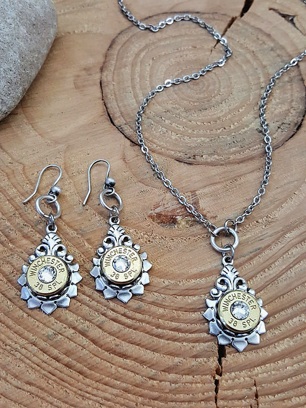Jewelry Set - Vintage Inspired Bullet Necklace & Earring Gift Set