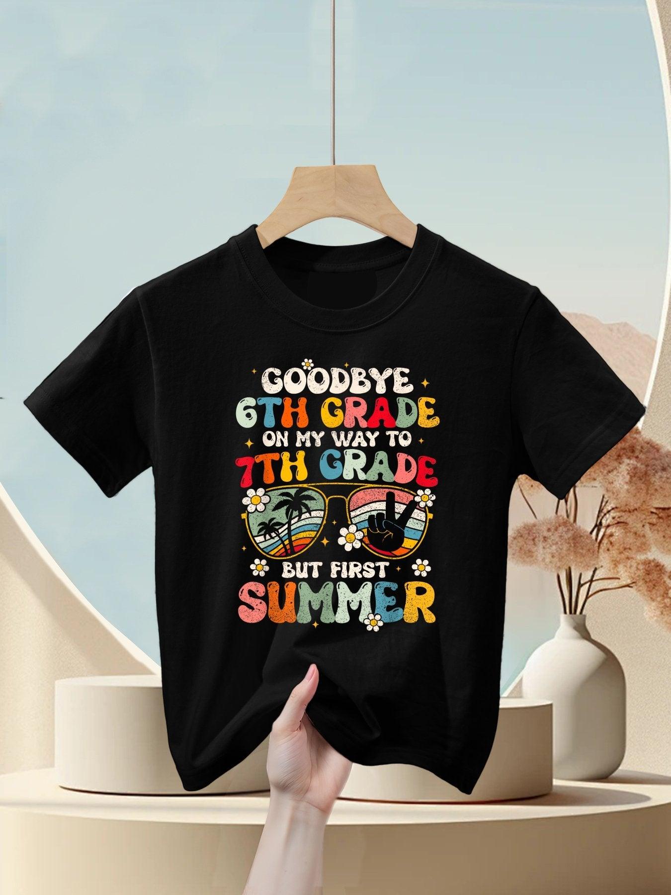 Goodbye 6th Grade Graduation To 7th Grade Hello Summer Kids Kids T-Shirt