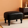 Black Leather Ottoman Footstool With Thick Padded Foam