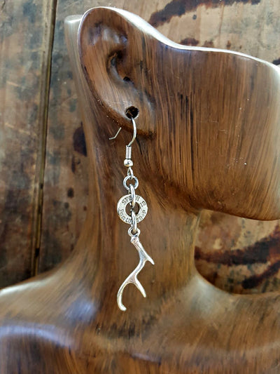 Antler Charm Silver Bullet Earrings