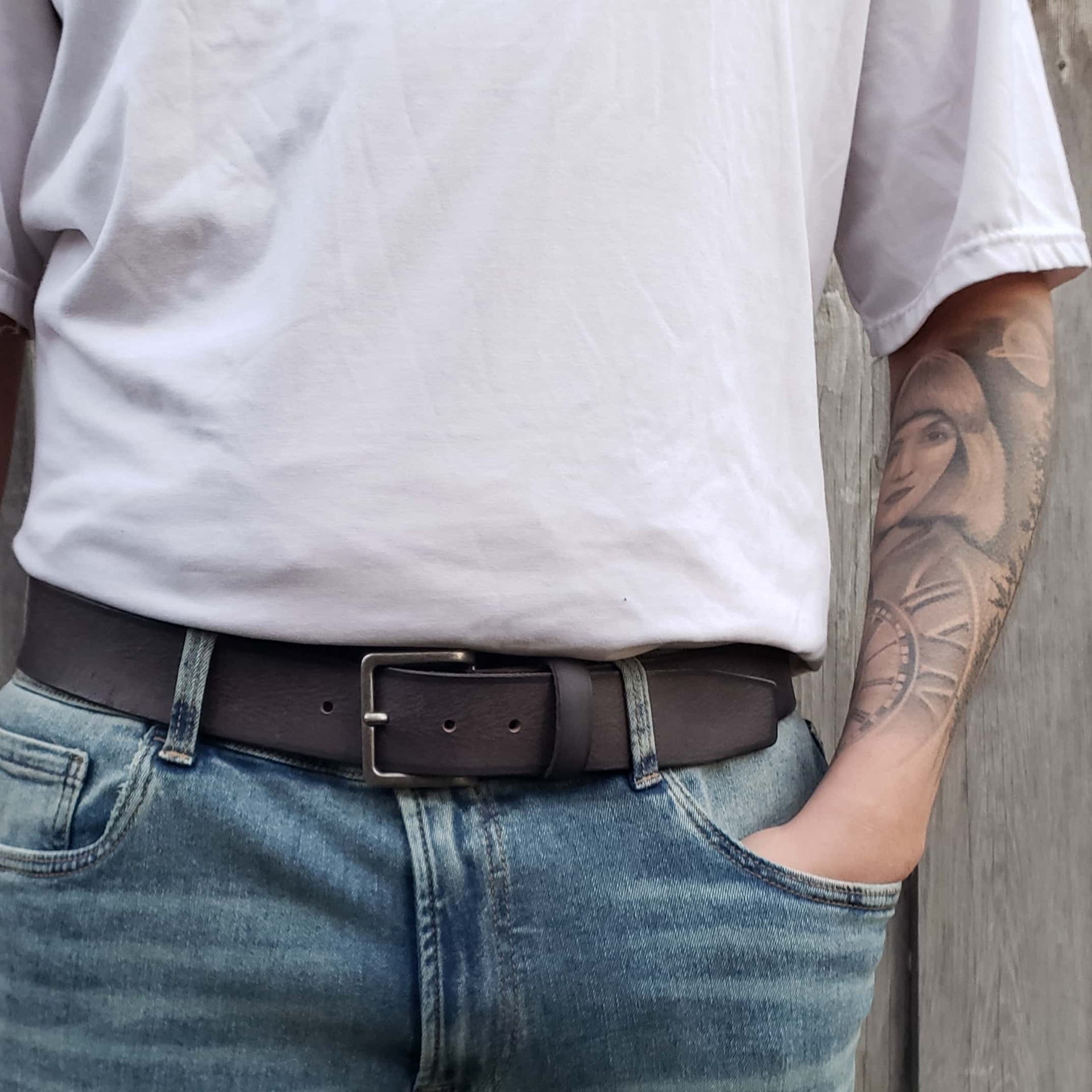 The Canyon Belt - Tan Leather Belt with Charred Edges