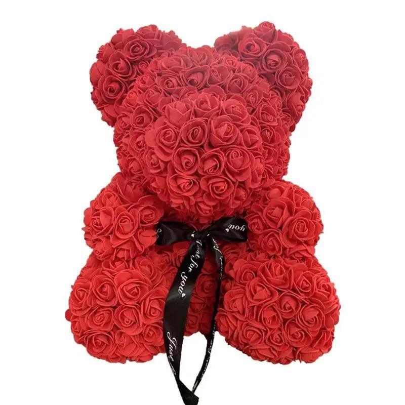 2021 Cute Artificial Flower Rose of Teddy Bear Christmas Decoration for Home Valentines Women Gifts