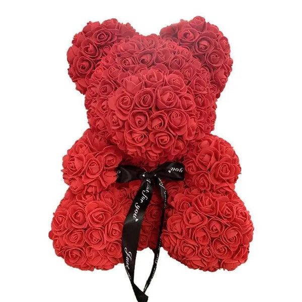 2021 Cute Artificial Flower Rose of Teddy Bear Christmas Decoration for Home Valentines Women Gifts