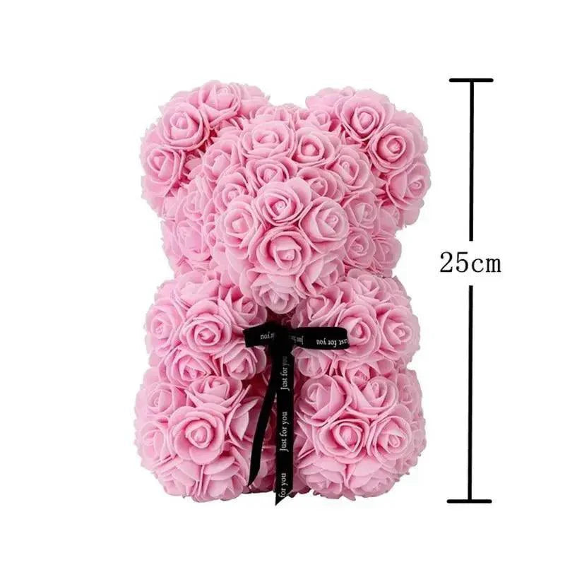 2021 Cute Artificial Flower Rose of Teddy Bear Christmas Decoration for Home Valentines Women Gifts