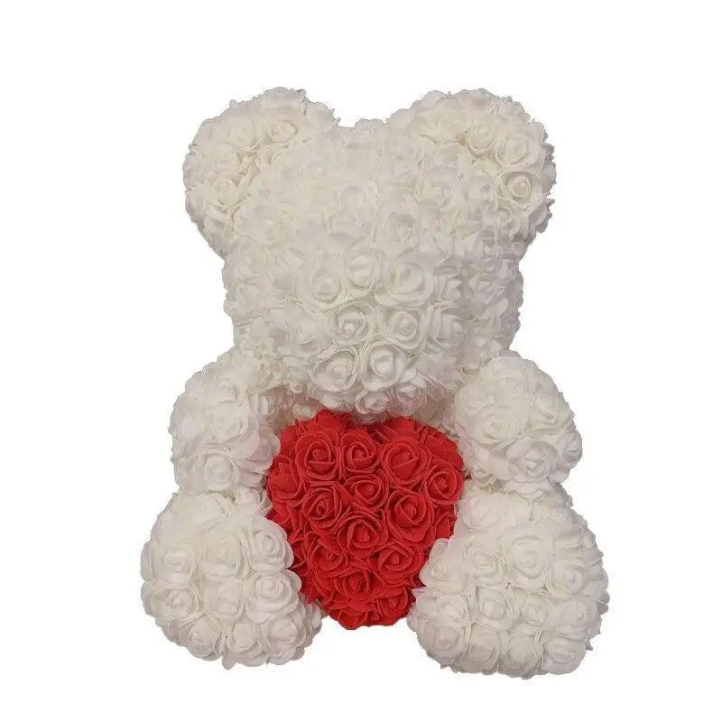 2021 Cute Artificial Flower Rose of Teddy Bear Christmas Decoration for Home Valentines Women Gifts