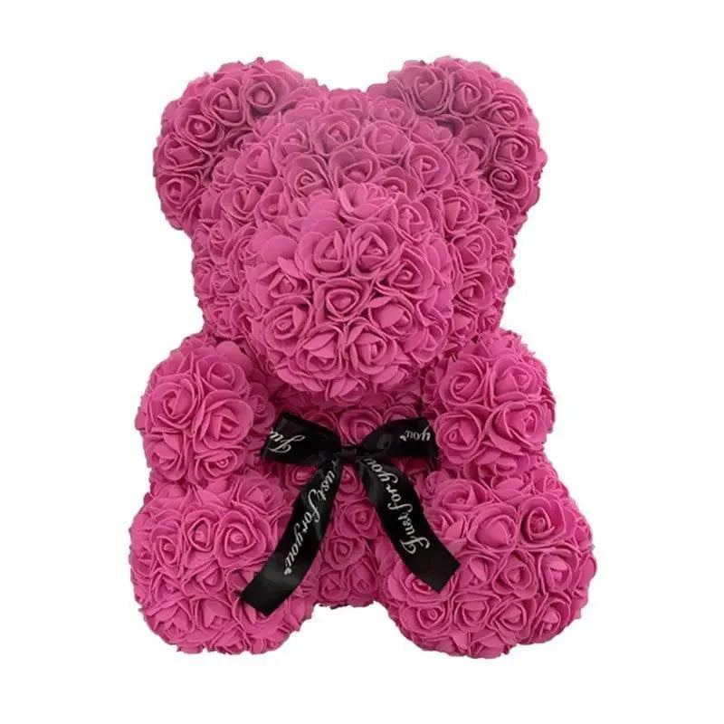 2021 Cute Artificial Flower Rose of Teddy Bear Christmas Decoration for Home Valentines Women Gifts