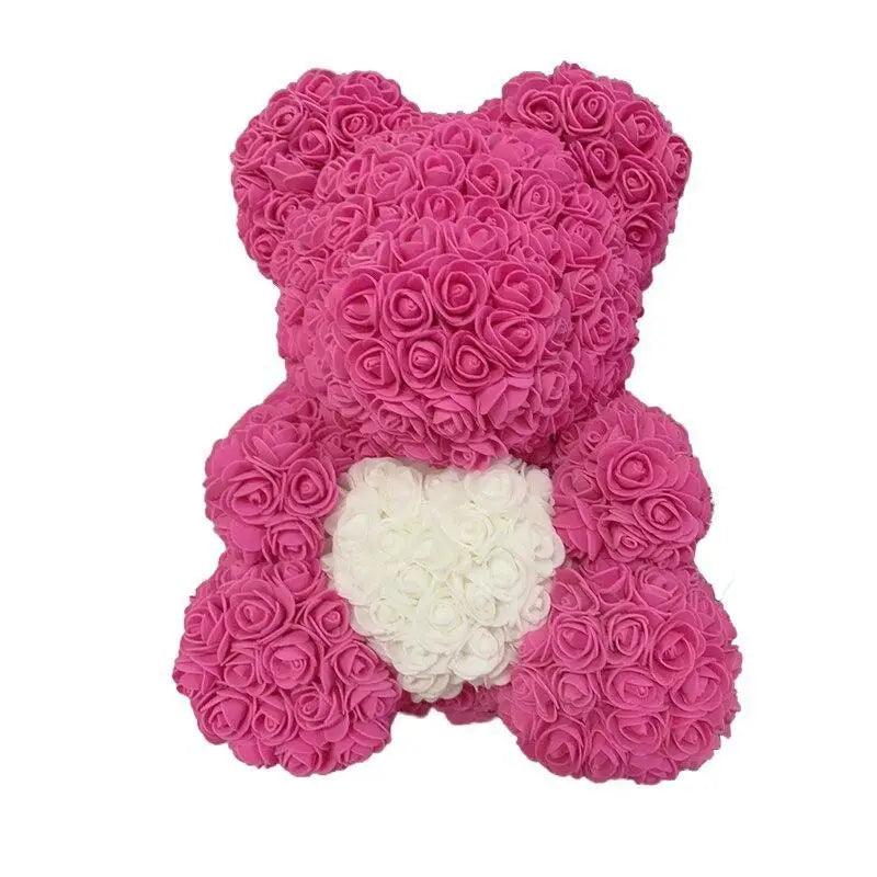 2021 Cute Artificial Flower Rose of Teddy Bear Christmas Decoration for Home Valentines Women Gifts