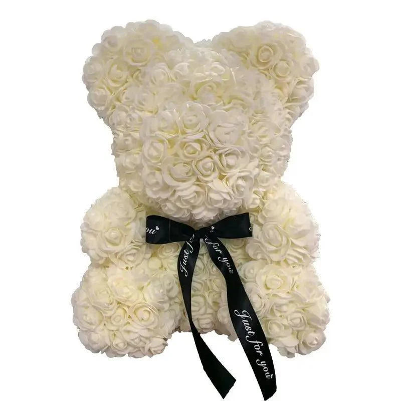 2021 Cute Artificial Flower Rose of Teddy Bear Christmas Decoration for Home Valentines Women Gifts