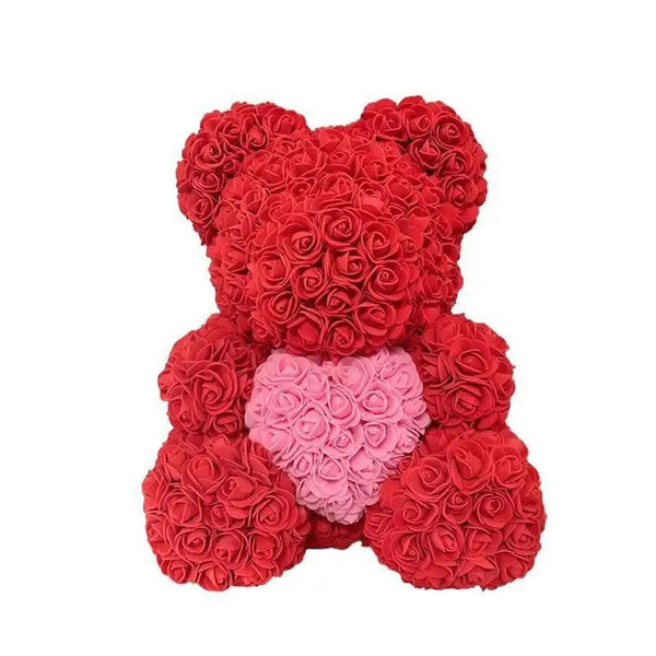2021 Cute Artificial Flower Rose of Teddy Bear Christmas Decoration for Home Valentines Women Gifts