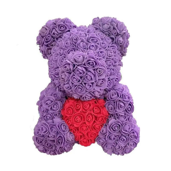 2021 Cute Artificial Flower Rose of Teddy Bear Christmas Decoration for Home Valentines Women Gifts