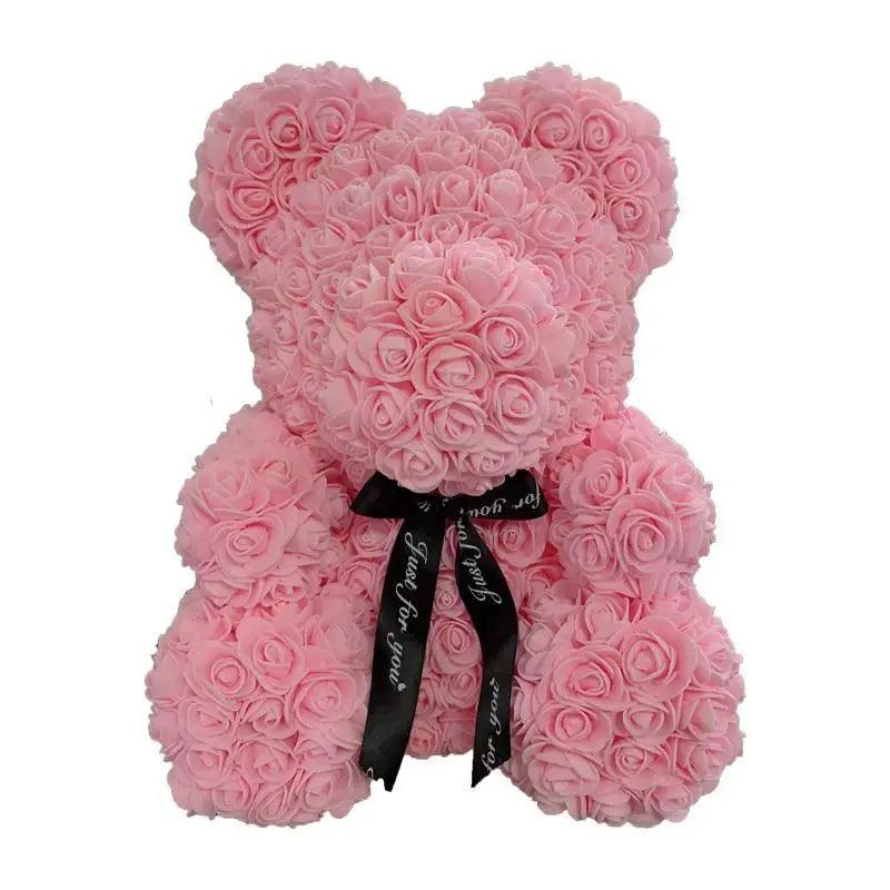 2021 Cute Artificial Flower Rose of Teddy Bear Christmas Decoration for Home Valentines Women Gifts