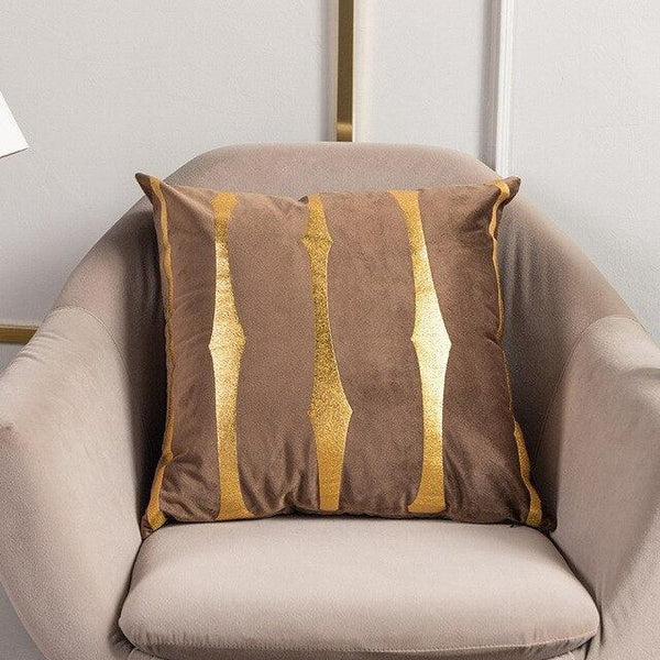 2021 Fashion Striped Pillowcase Festival Home Bronzing Square Decorative Throw Pillow Cover With Gold Striped Cushion Cases Modern Luxury Pillowcases Cushion Cover Soft Fabric Pillow Cases Decorative 45x45CM