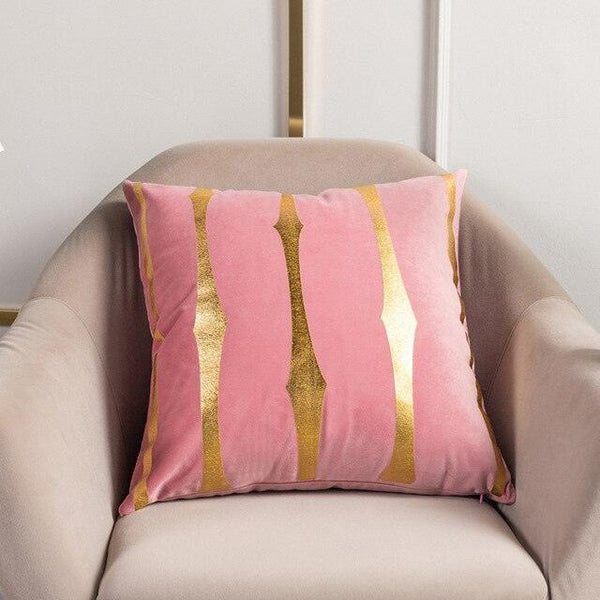 2021 Fashion Striped Pillowcase Festival Home Bronzing Square Decorative Throw Pillow Cover With Gold Striped Cushion Cases Modern Luxury Pillowcases Cushion Cover Soft Fabric Pillow Cases Decorative 45x45CM