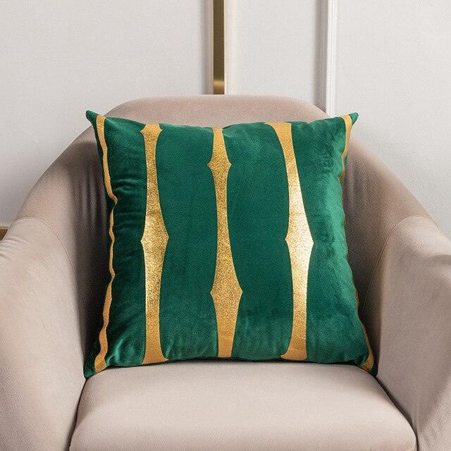 2021 Fashion Striped Pillowcase Festival Home Bronzing Square Decorative Throw Pillow Cover With Gold Striped Cushion Cases Modern Luxury Pillowcases Cushion Cover Soft Fabric Pillow Cases Decorative 45x45CM