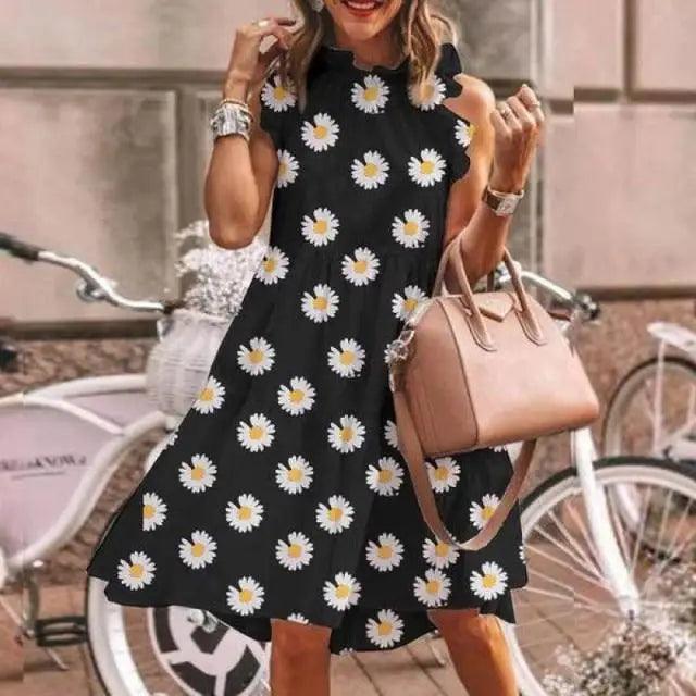 New Fashion Cute Stylish Dot Printed Sleeveless Women Dress - Fashion Dresses for women