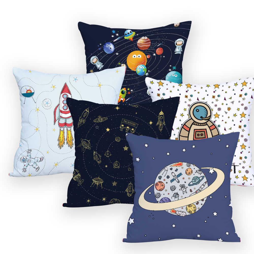 2021 New Space Home Pillow Universe Sun Planet Pillows Decorative Throw Pillow Cover Universe Outer Space Planets Star Pillow Case Pillow Cushion Covers Decorative Pillow Spaceship Cover