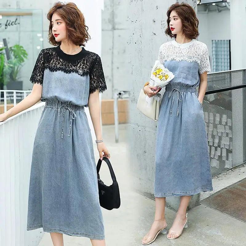 Stylish Denim Jeans Modern Short Sleeve Summer Dress - Fashion Dresses for women Party Outfits