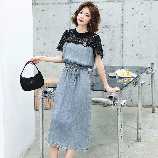 Stylish Denim Jeans Modern Short Sleeve Summer Dress - Fashion Dresses for women Party Outfits